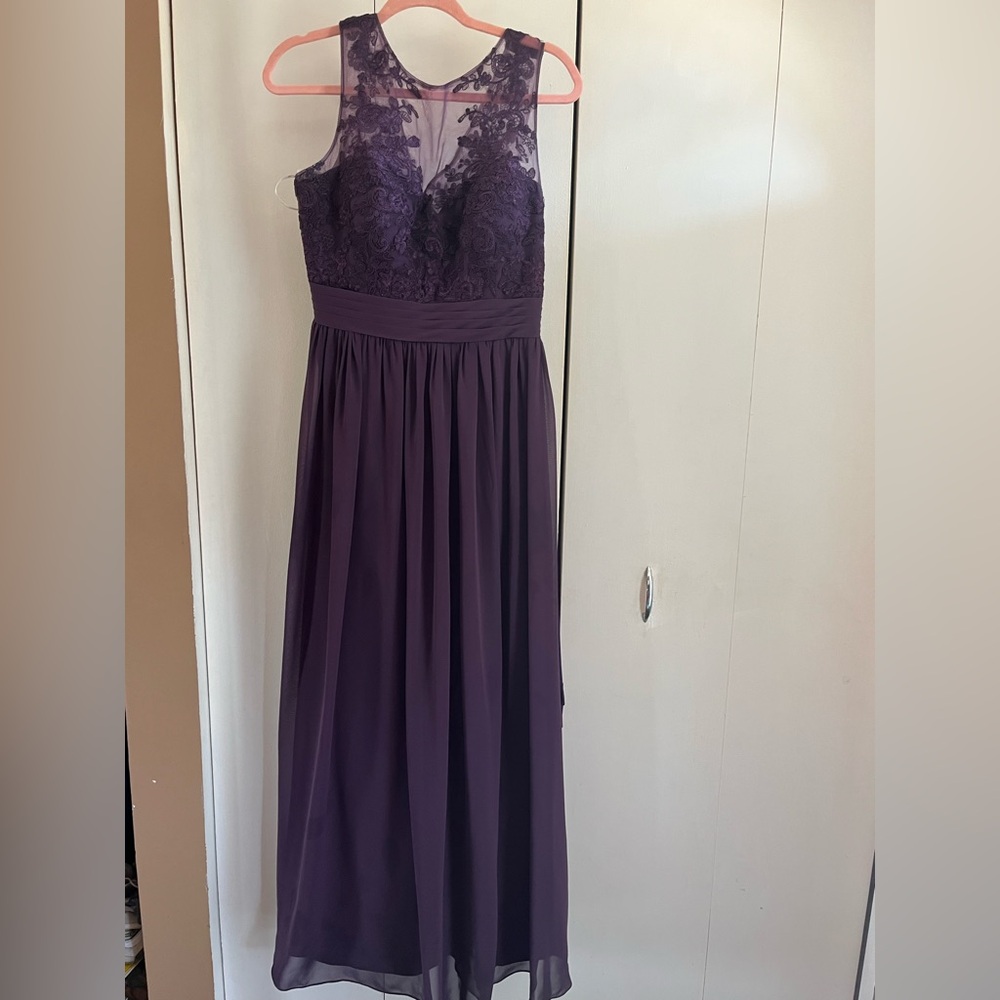 Azazie Elegant Purple Lace Evening Gown worn once